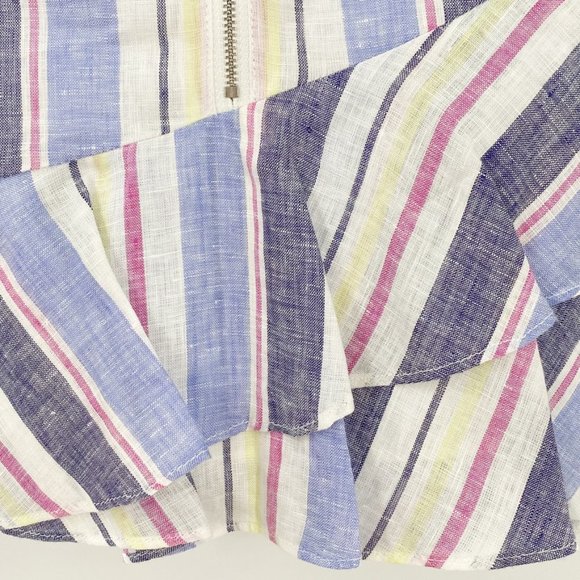 Parker multi stripe Ruffle Linen mini skirt NWT - Picture 6 of 8
